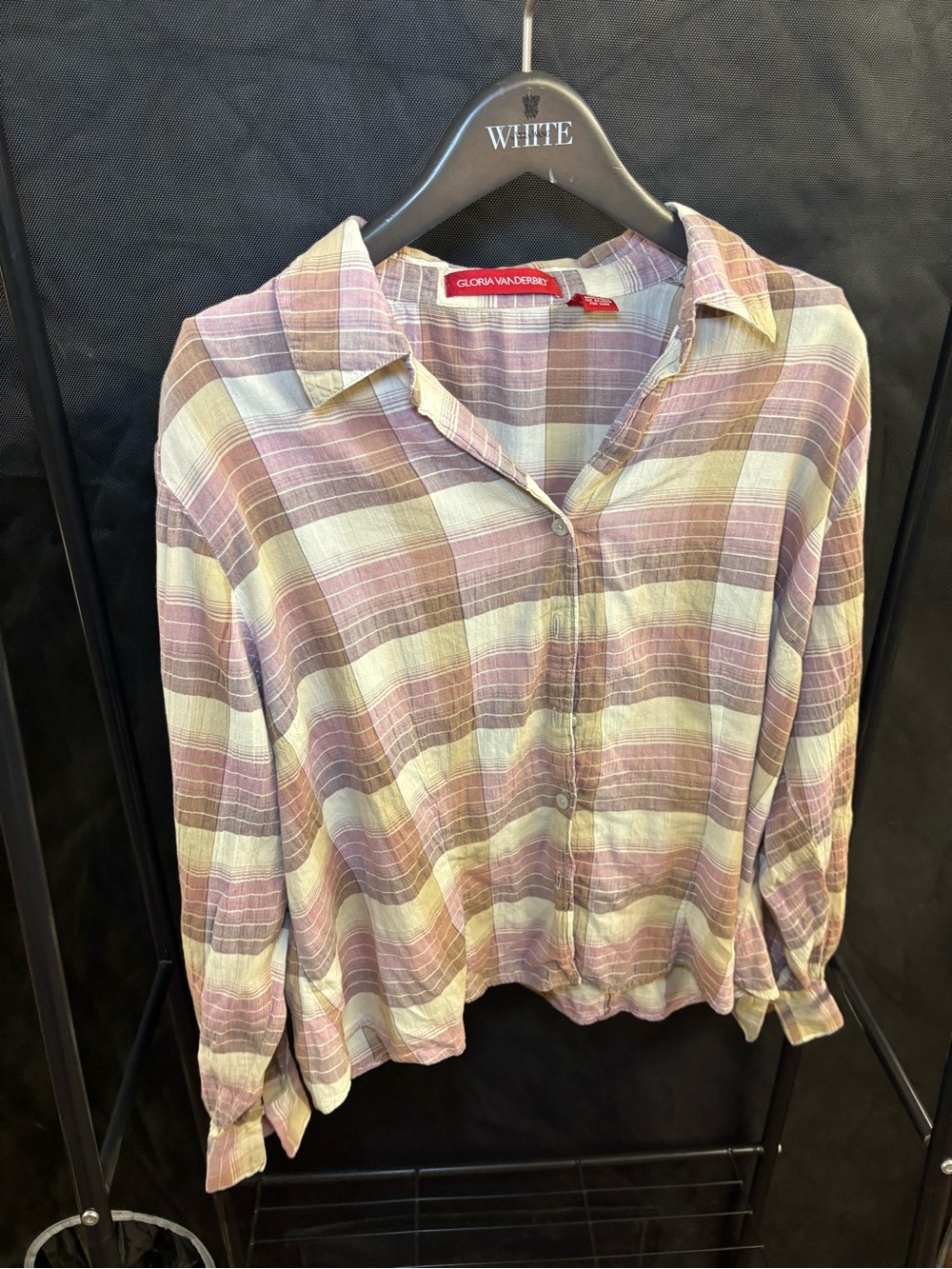 Gloria Vanderbilt Plaid Button Down Shirt Size XL